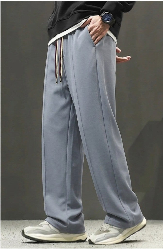 Men's Casual Drawstring Straight-Leg Trousers in Grey | Elite Garments