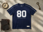 Men's Oversized Varsity Number '80' Blue T-Shirt - 'Dream, Believe, Achieve | Elite Garments