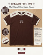The Original Choc-Cream Ringer Tee with Embroidered Shield Emblem | Elite Garments
