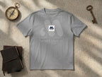 Men's Off White Heavyweight Casual Tee with Blue Accent Branding | Elite Garments