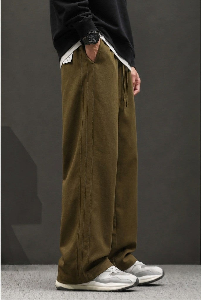 Men's Teal Pleated Straight-Leg Casual Brown Trousers | Elite Garments