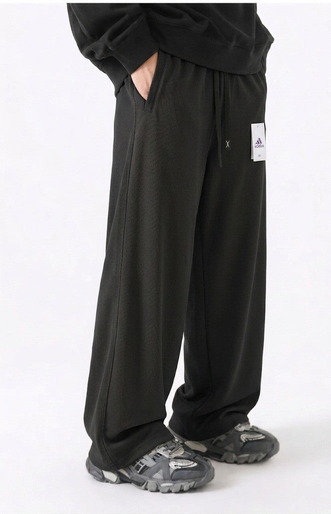 Men's Classic Black Drawstring Straight-Leg Trousers | Elite Garments