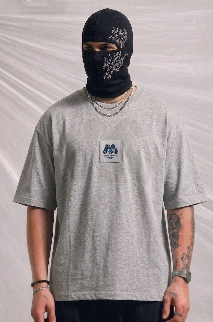Men's Off White Heavyweight Casual Tee with Blue Accent Branding | Elite Garments