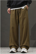 Men's Teal Pleated Straight-Leg Casual Brown Trousers | Elite Garments