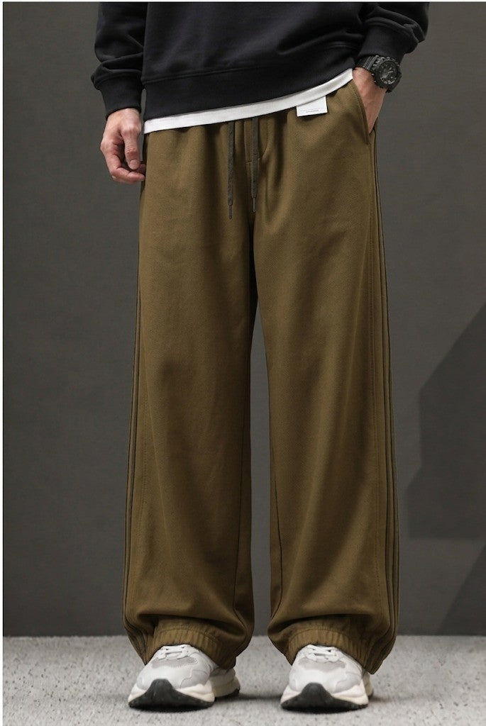 Men's Teal Pleated Straight-Leg Casual Brown Trousers | Elite Garments