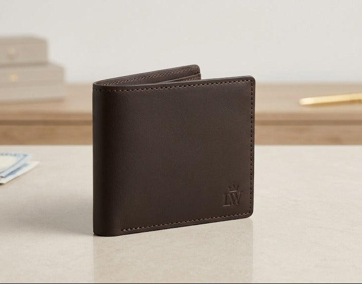 Minimalist Dark Brown Leather Wallet | Elite Garments