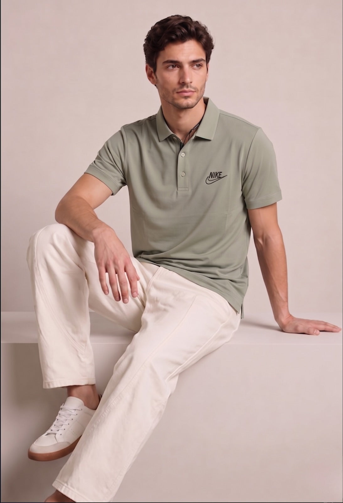 Nike Sportswear Men's Embroidered Logo Polo T-Shirt – Light Sage | Elite Garments