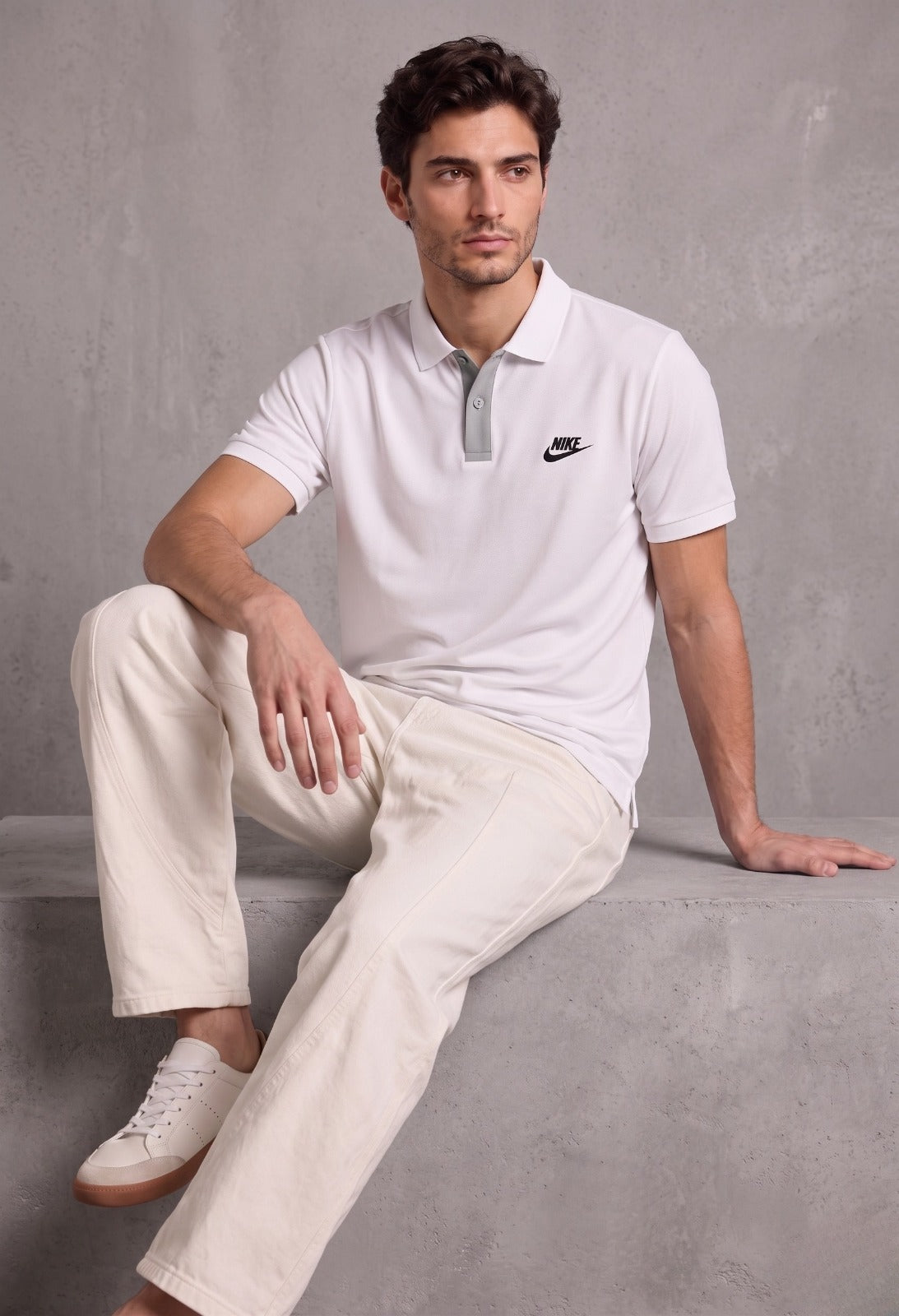 Nike Men's Short-Sleeve Sportswear Polo – White / Grey Placket | Elite Garments
