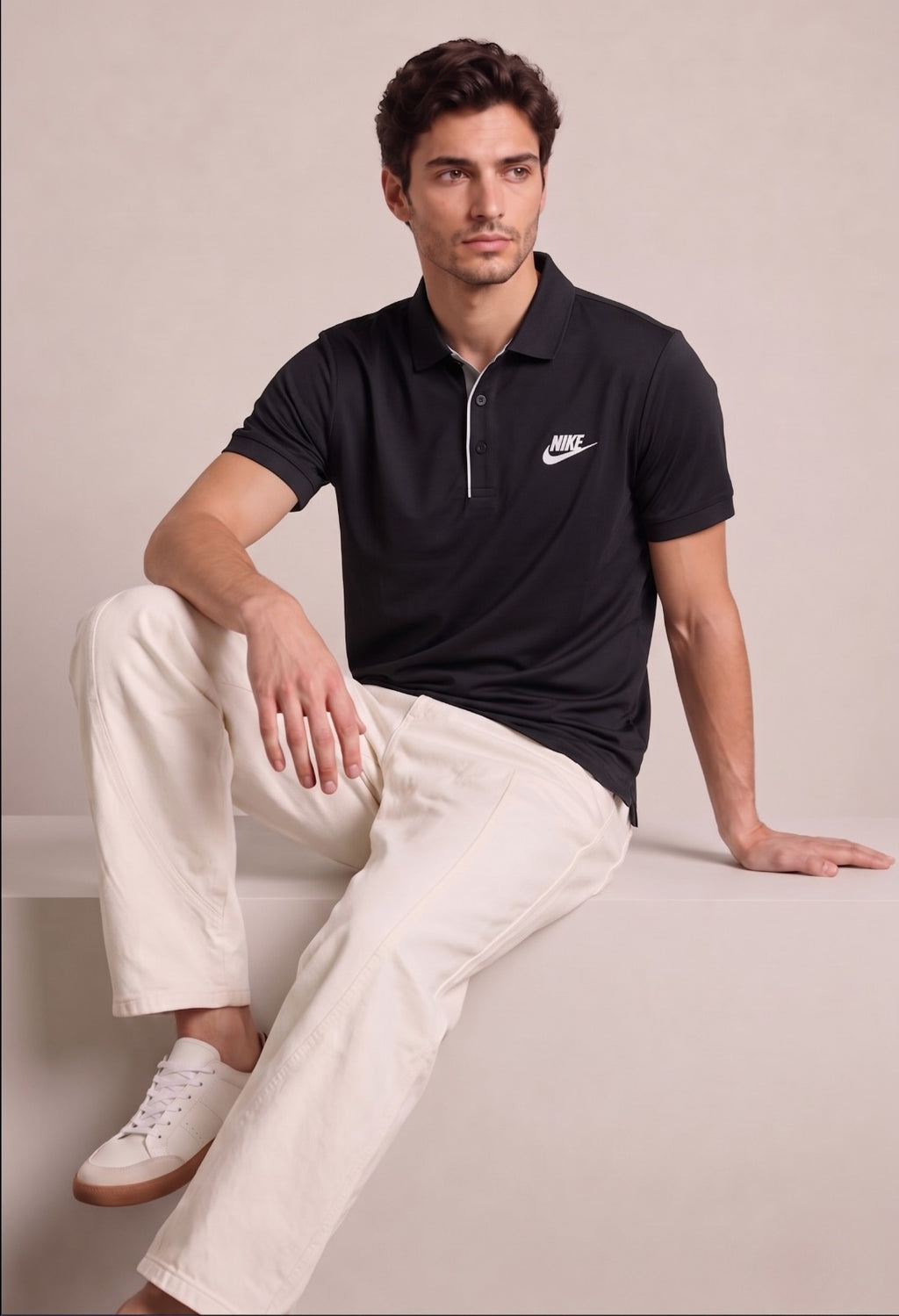 Nike Casual Men's Polo – Black & White Accent | Elite Garments