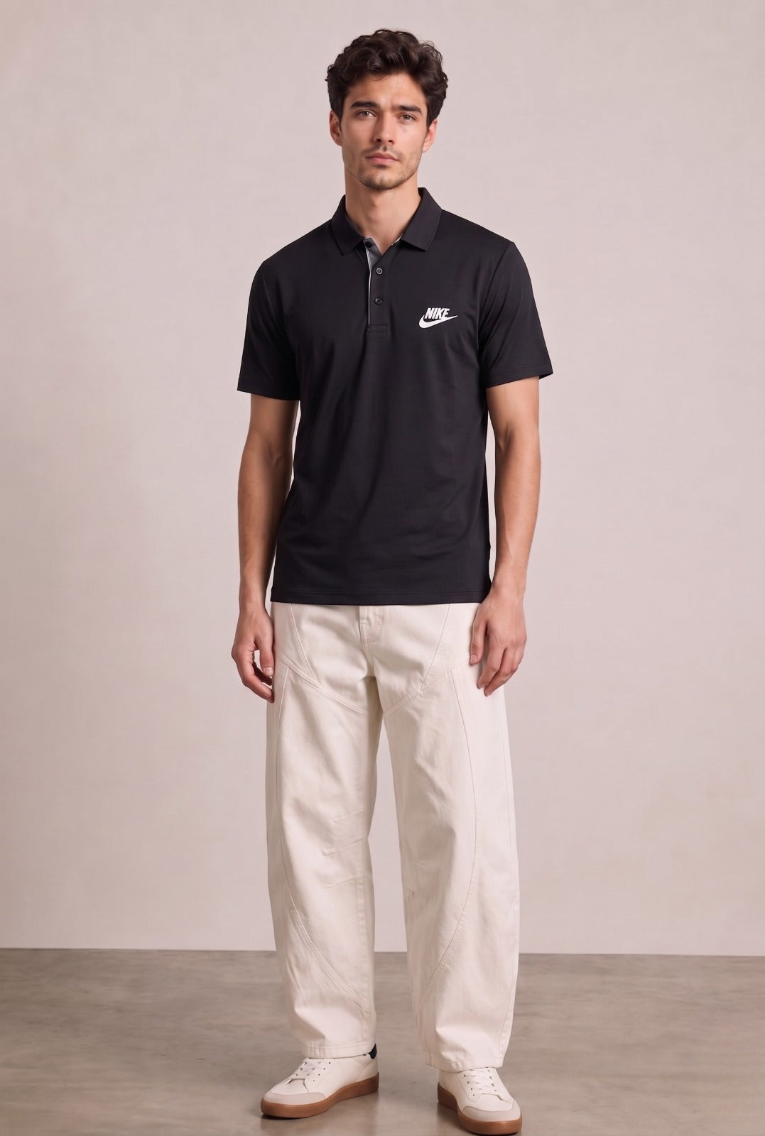 Nike Casual Men's Polo – Black & White Accent | Elite Garments