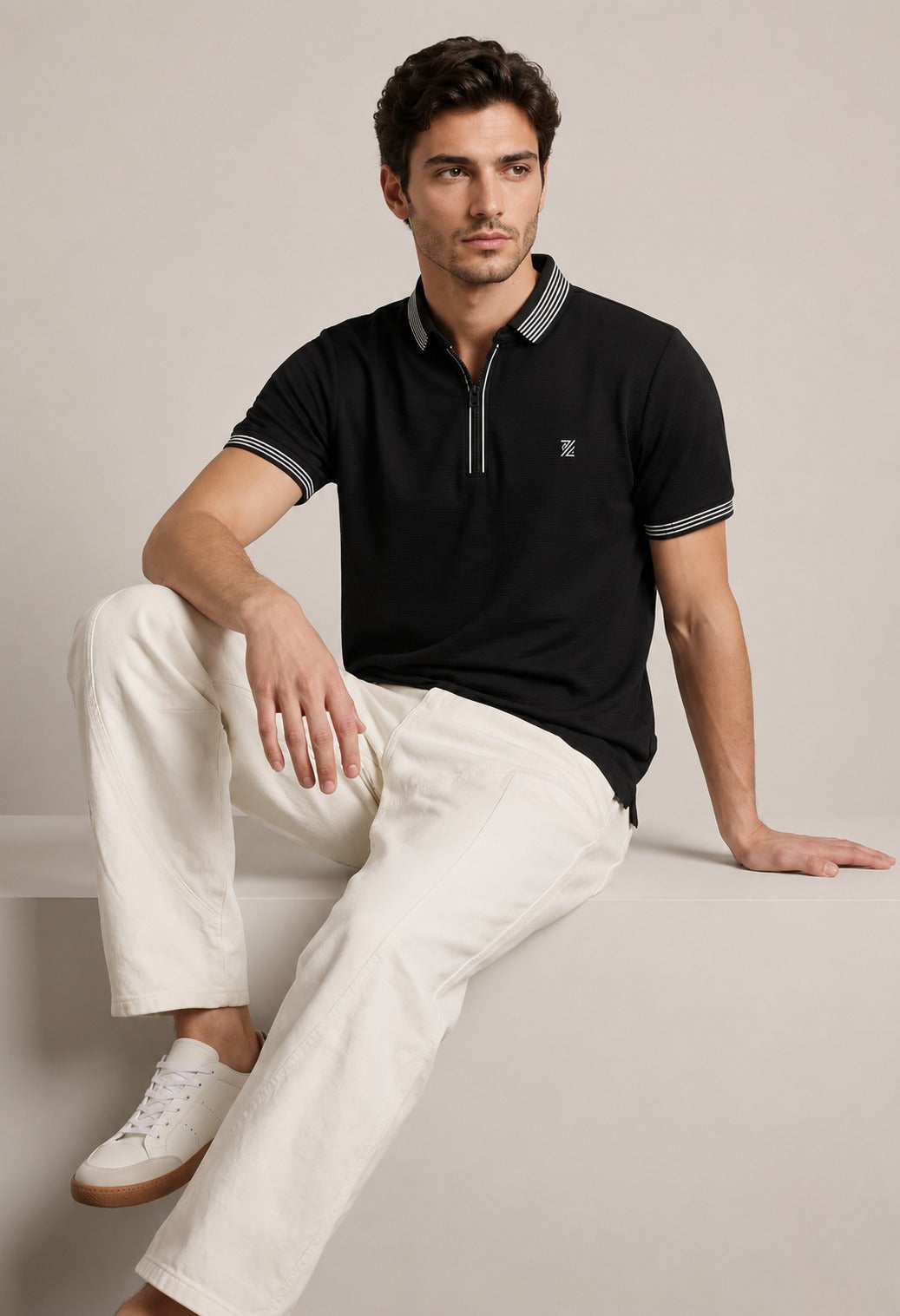 BOSS Men's Tipped Collar Polo Shirt – Black / Orange | Elite Garments