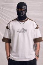 Nike Sportswear Oversized Streetwear Graphic Tee – Off-White & Brown | Elite Garments
