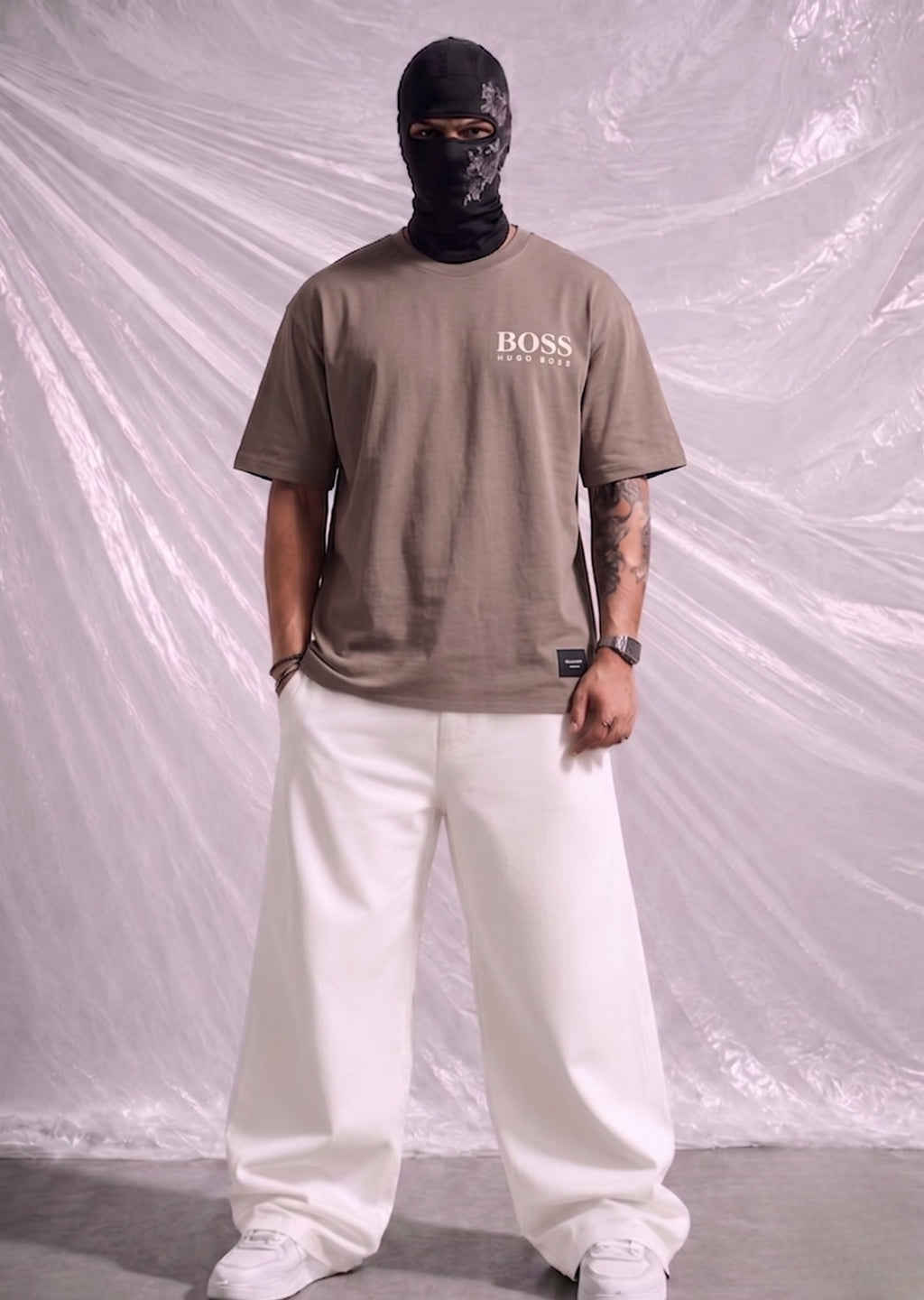 BOSS Men's Heavyweight Cotton Oversized T-Shirt – Taupe | Elite Garments