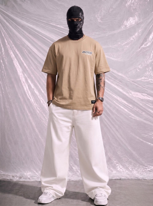 BOSS Men's Heavyweight Cotton Oversized T-Shirt – Tan | Elite Garments