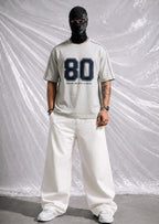 Men's Oversized Varsity Number '80' T-Shirt - 'Dream, Believe, Achieve | Elite Garments