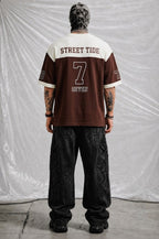The Original Choc-Cream Ringer Tee with Embroidered Shield Emblem | Elite Garments