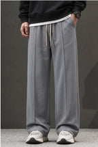 Men's Casual Drawstring Straight-Leg Trousers in Grey | Elite Garments