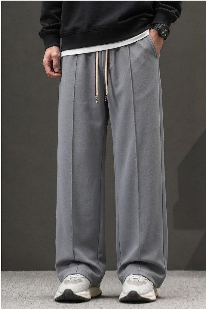 Men's Casual Drawstring Straight-Leg Trousers in Grey | Elite Garments