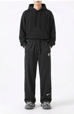 Men's Classic Black Drawstring Straight-Leg Trousers | Elite Garments