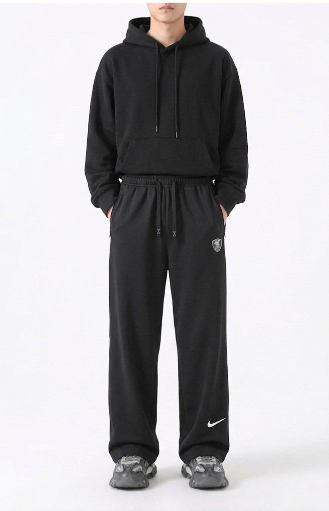 Men's Classic Black Drawstring Straight-Leg Trousers | Elite Garments