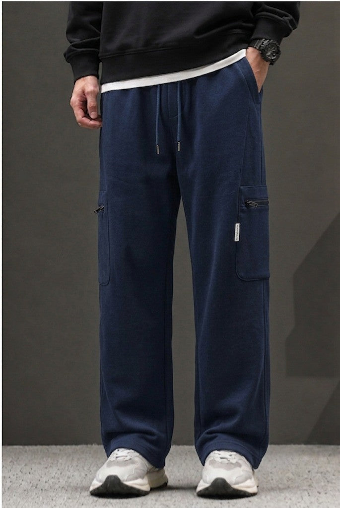 Men's Zip-Pocket Blue Casual Cargo Trousers | Elite Garments