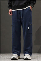 Men's Zip-Pocket Blue Casual Cargo Trousers | Elite Garments