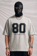 Men's Oversized Varsity Number '80' T-Shirt - 'Dream, Believe, Achieve | Elite Garments