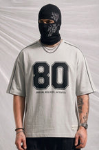 Men's Oversized Varsity Number '80' T-Shirt - 'Dream, Believe, Achieve | Elite Garments