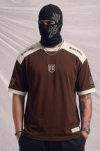 The Original Choc-Cream Ringer Tee with Embroidered Shield Emblem | Elite Garments