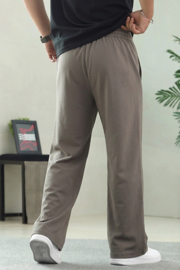 Men's Taupe Drawstring Straight-Leg Trousers | Elite Garments